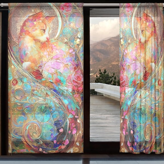 BZSMCE Window Curtain Panels Set Of 2 In Starry Sky Stripes Printed