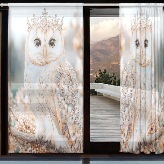 BZSMCE Window Curtain Panels Set Of 2 In Winter Snow Queen Owl Printed