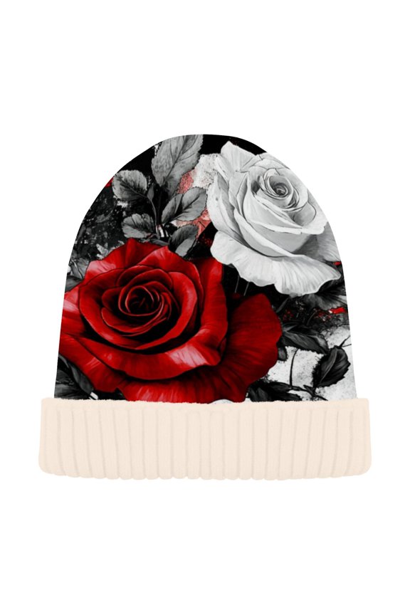 Winter Beanie Hats Casual Warm Cozy CapCrimson Dreams Pattern