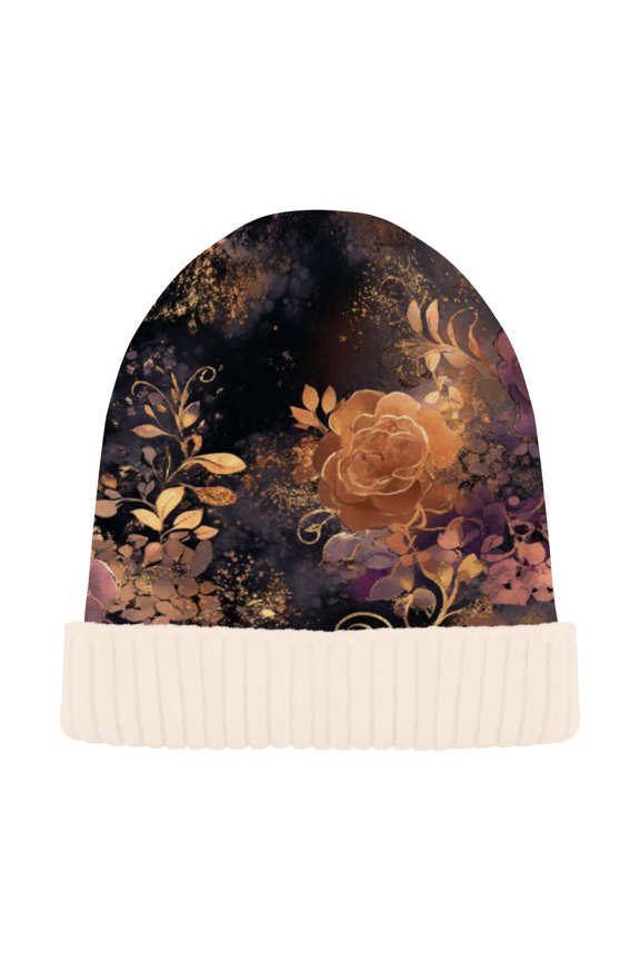 Winter Beanie Hats Casual Warm Cozy CapEthereal Roses Pattern