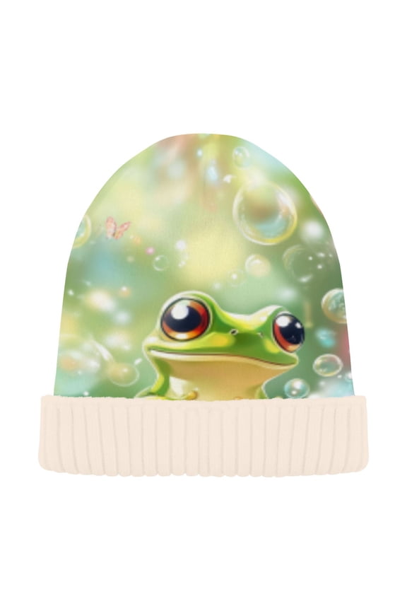 Winter Beanie Hats Casual Warm Cozy CapFairy Frogs Pattern
