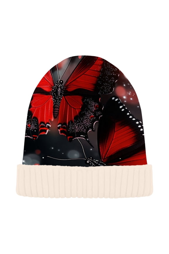 Winter Beanie Hats Casual Warm Cozy CapMidnight Flames Pattern