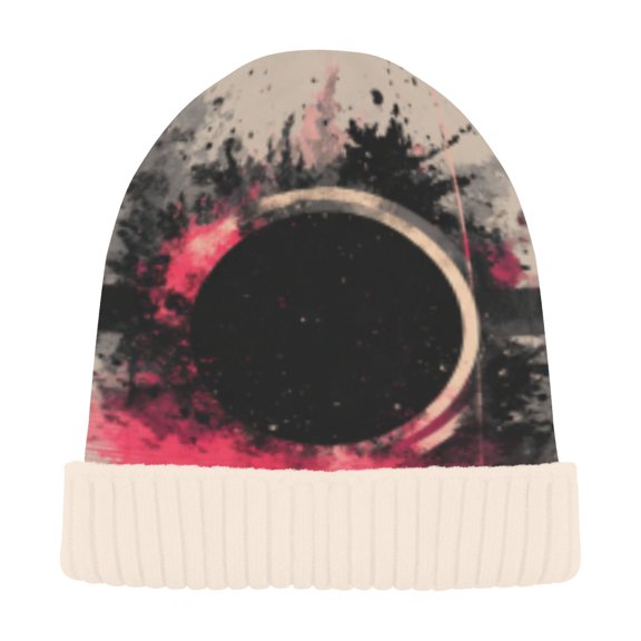 BZSMCE Winter Beanie Hats Casual Warm Cozy CapPink Eclipse Pattern