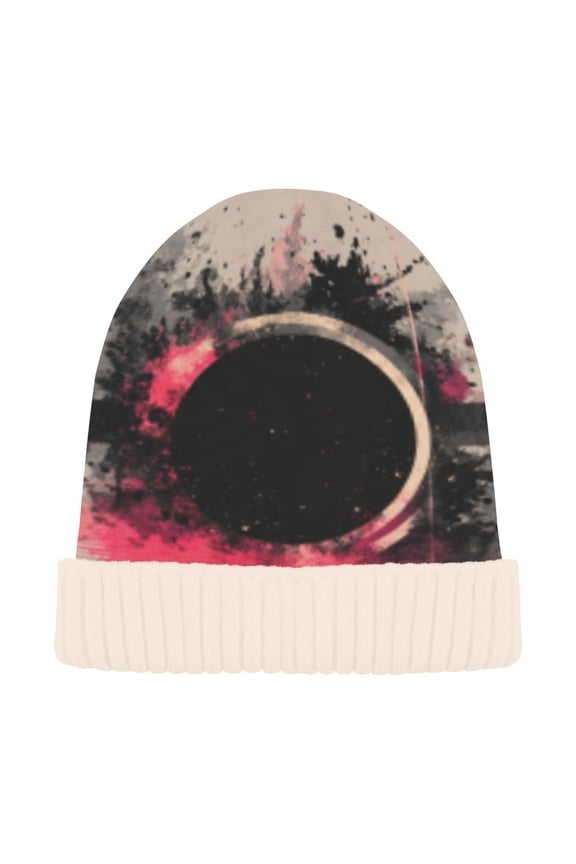 Winter Beanie Hats Casual Warm Cozy CapPink Eclipse Pattern