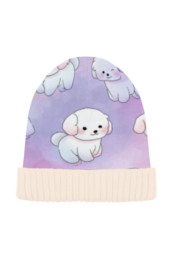 Winter Beanie Hats Casual Warm Cozy CapRainbow Puppy Paradise Pattern