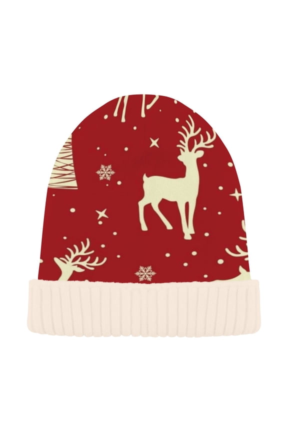 Winter Beanie Hats Casual Warm Cozy CapReindeer Christmas Dream Pattern