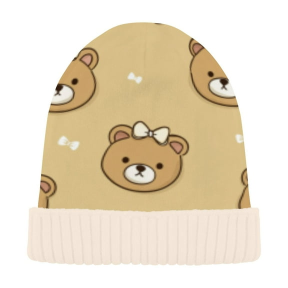 BZSMCE Winter Beanie Hats Casual Warm Cozy CapTeddy Bear Pattern Parade Pattern