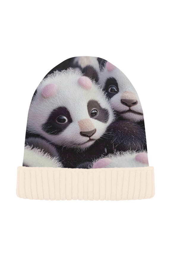 Winter Beanie Hats Casual Warm Cozy CapThe Panda Gathering Pattern