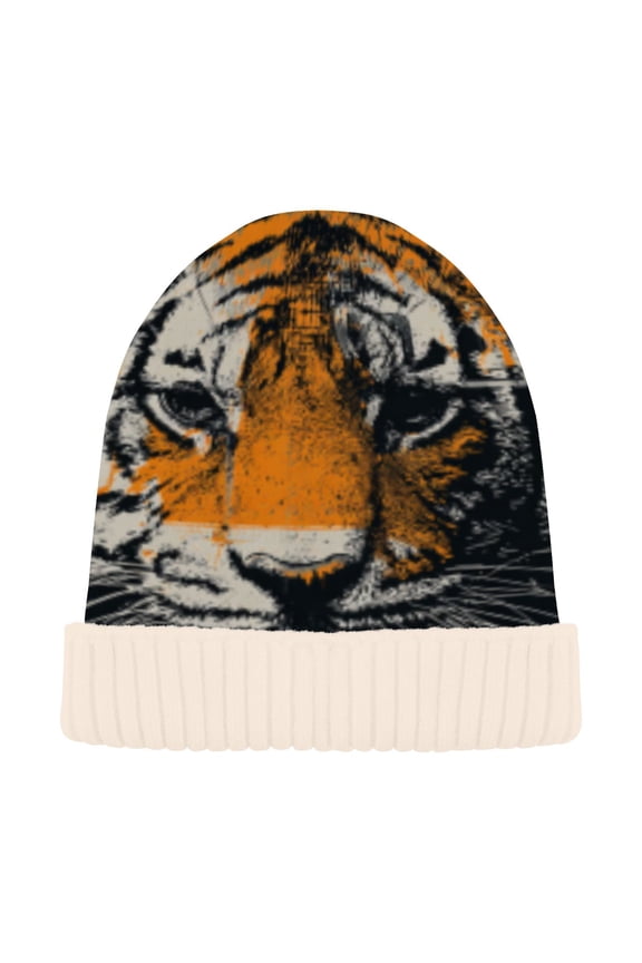 Winter Beanie Hats Casual Warm Cozy CapTiger Graffiti Crown Pattern