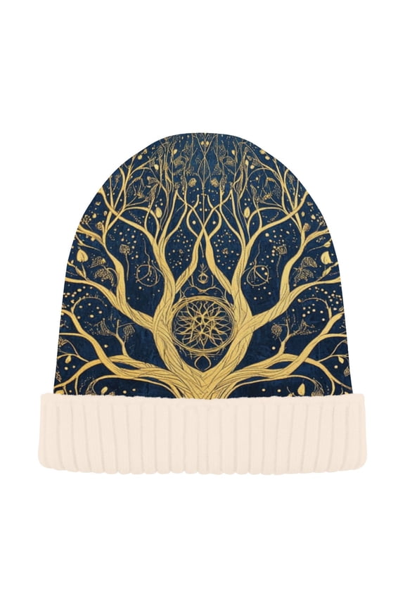 Winter Beanie Hats Casual Warm Cozy CapTree Of Life in Harmony Pattern