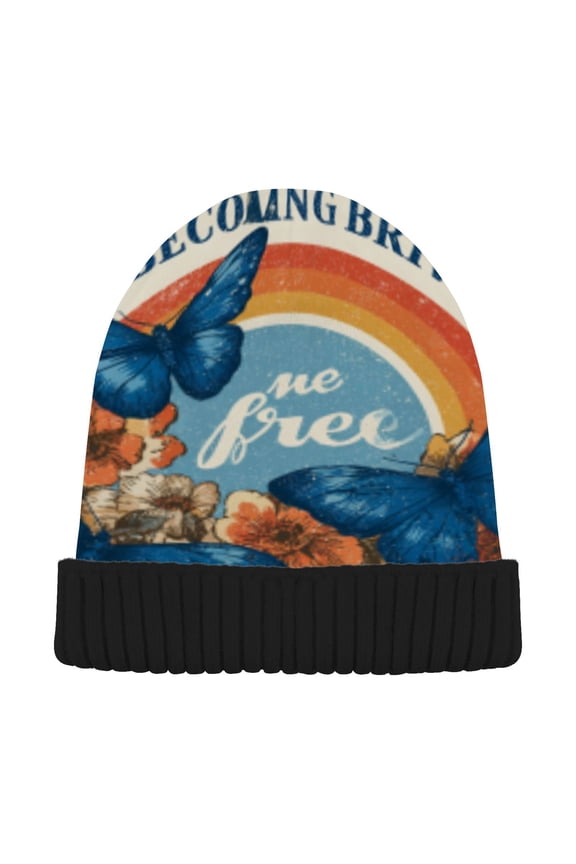 Winter Beanie Hats Warm Cozy Cap Blue Dream Pattern