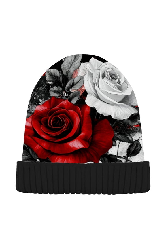 Winter Beanie Hats Warm Cozy Cap Crimson Dreams Pattern