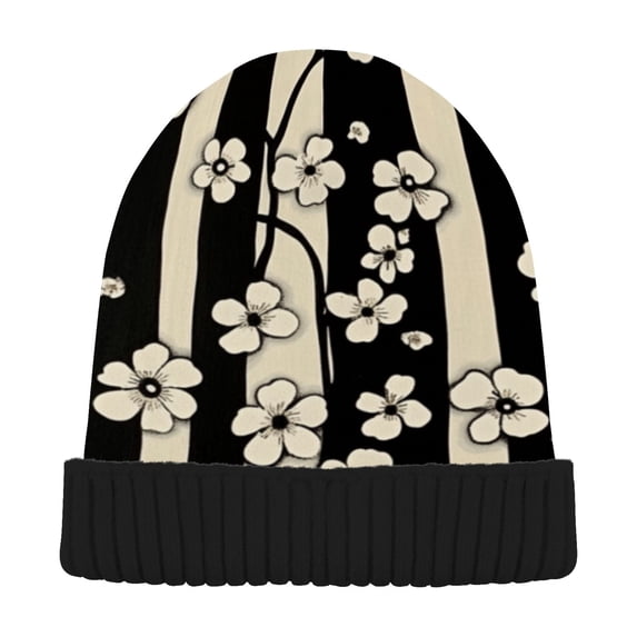 BZSMCE Winter Beanie Hats Warm Cozy Cap Elegant Floral Pattern Pattern