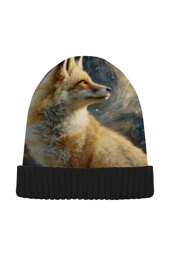 Winter Beanie Hats Warm Cozy Cap Ethereal Fox Reverie Pattern