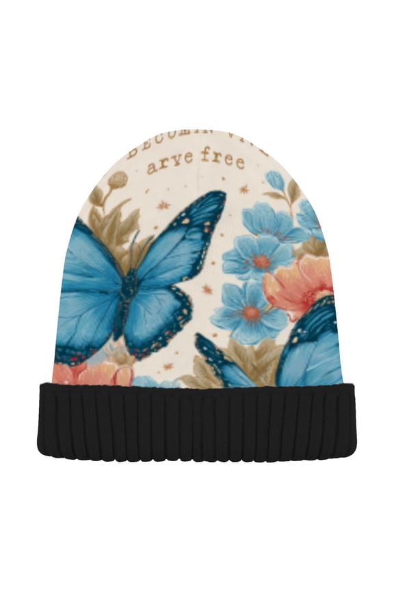 Winter Beanie Hats Warm Cozy Cap Flutter Joy Pattern