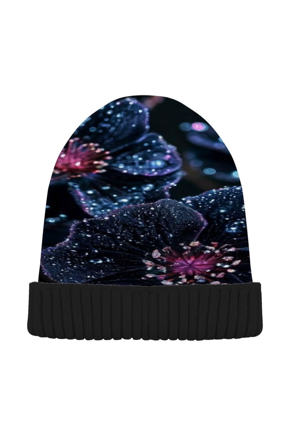 Winter Beanie Hats Warm Cozy Cap Galactic Bloom Pattern