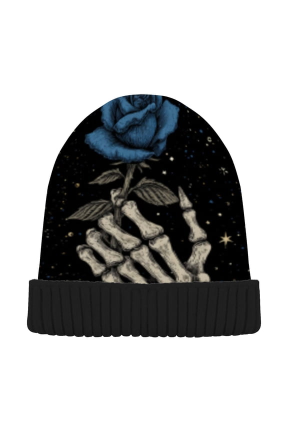 Winter Beanie Hats Warm Cozy Cap Gothic Stardust Rose Pattern