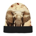 thumbnail image 1 of BZSMCE Winter Beanie Hats Warm Cozy Cap Graceful Elephant in Bloom Pattern, 1 of 7