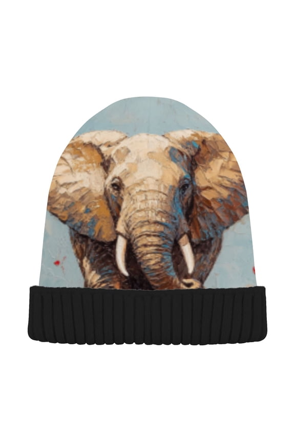 Winter Beanie Hats Warm Cozy Cap Majestic Elephant Pattern