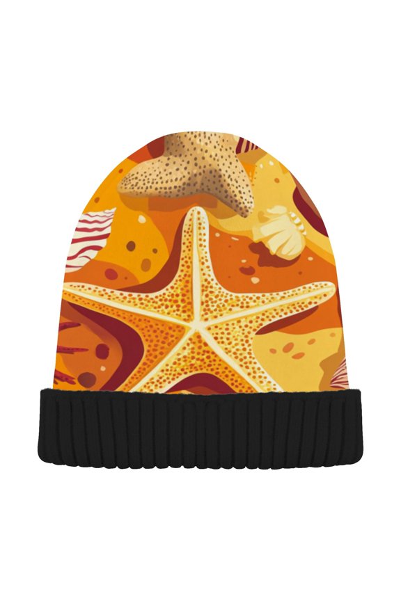 Winter Beanie Hats Warm Cozy Cap Midjourney_ffyy4_seashells_starfish_and_sea_anemones_on_the_beach_in_an_or_102c4e76-2b28-4db6-9651-4 Pattern