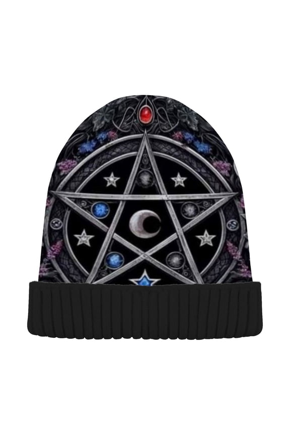 Winter Beanie Hats Warm Cozy Cap Mystic Pentagram Pattern