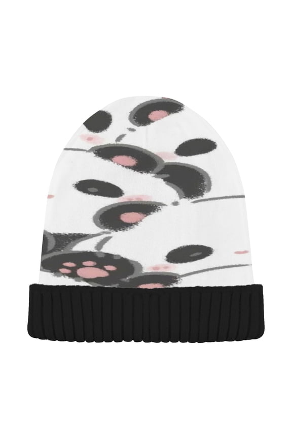 Winter Beanie Hats Warm Cozy Cap Panda Group Carnival Pattern