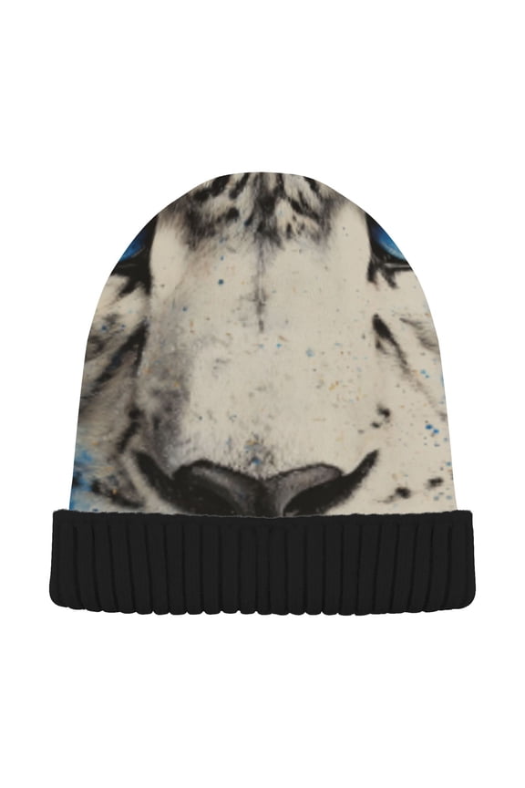 Winter Beanie Hats Warm Cozy Cap Snow Leopard Gaze Pattern