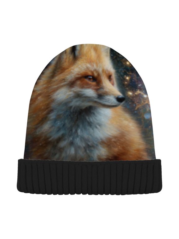 Winter Beanie Hats Warm Cozy Cap Stellar Fox Gaze Pattern