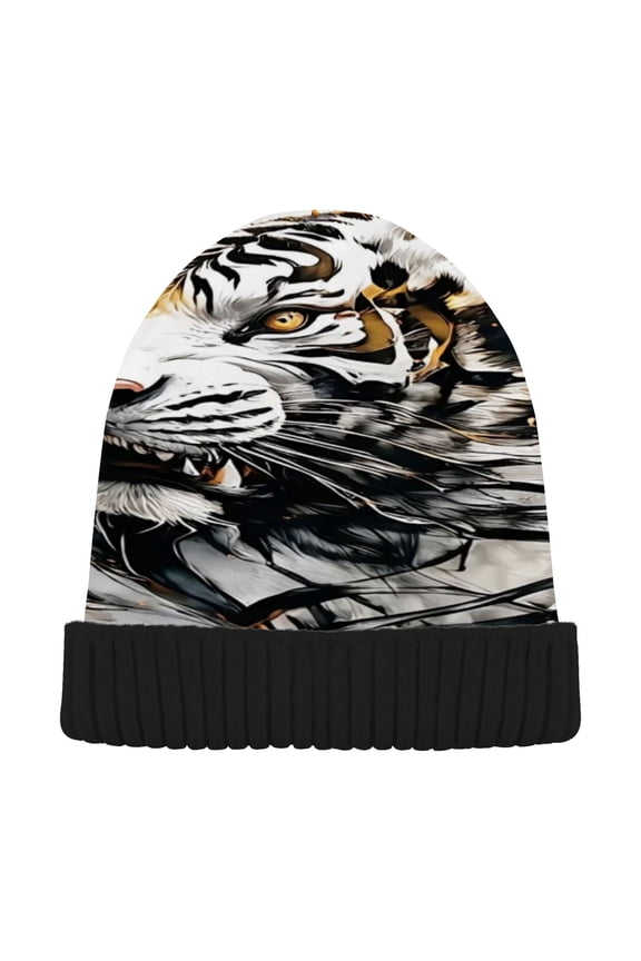 Winter Beanie Hats Warm Cozy Cap Tiger Rising Pattern