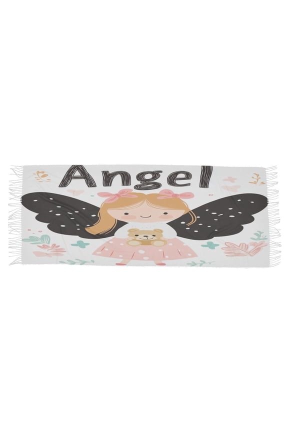 Women Scarf Angel Holding Bear Pattern Simple Pattern Soft Warm Long Large Scarves