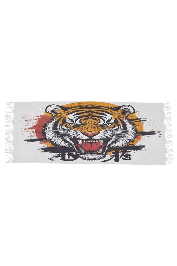 Women Scarf Anger Tiger Pattern Simple Pattern Soft Warm Long Large Scarves