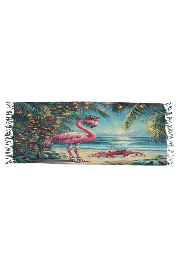Women Scarf Chrismas Pink Flamingo Simple Pattern Soft Warm Long Large Scarves