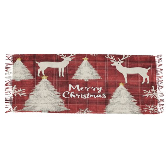 BZSMCE Women Scarf Christmas Red Plaid Pattern with Reindeer Simple Pattern Soft Warm Long Large Scarves