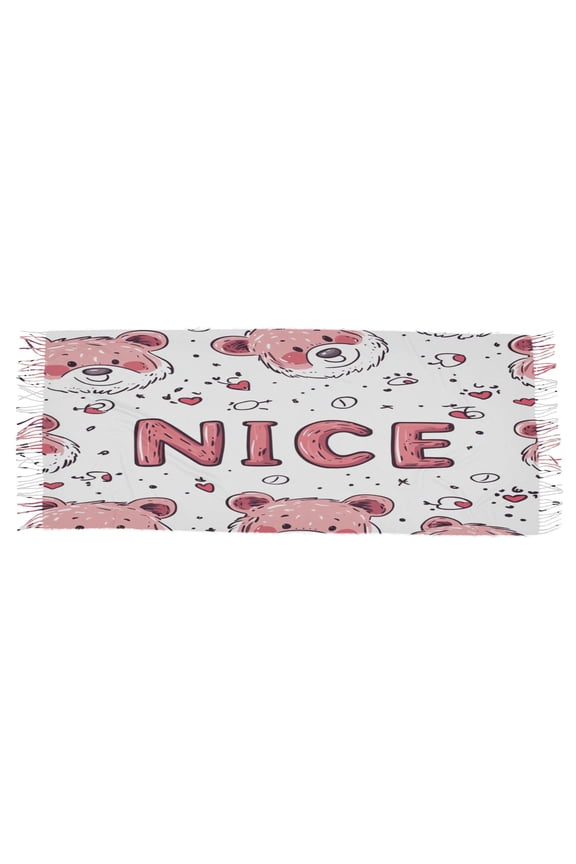 Women Scarf Cute Bear Stylized Pattern Simple Pattern Soft Warm Long Large Scarves