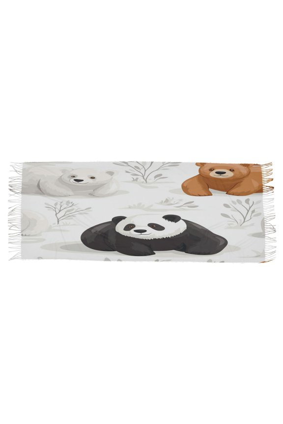 Women Scarf Cute Bears Patern Simple Pattern Soft Warm Long Large Scarves