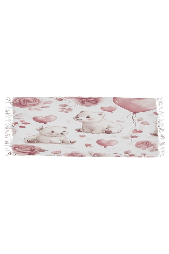 Women Scarf Cute Watercolor White Bears Simple Pattern Soft Warm Long Large Scarves