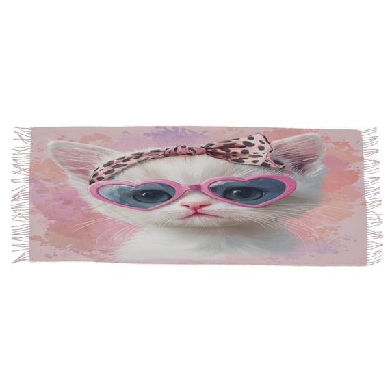 BZSMCE Women Scarf Cute White Cat Simple Pattern Soft Warm Long Large Scarves