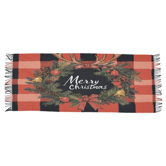 BZSMCE Women Scarf Design Elegant Plaid Christmas Painting Simple Pattern Soft Warm Long Large Scarves