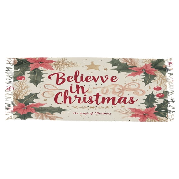 BZSMCE Women Scarf Design Leaf Wreath for Christmas Simple Pattern Soft Warm Long Large Scarves