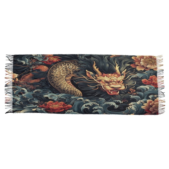 BZSMCE Women Scarf Dragon Pattern Simple Pattern Soft Warm Long Large Scarves