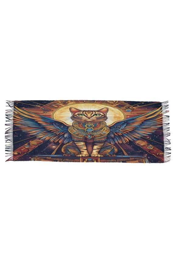 Women Scarf Egypt Style Cat Print Simple Pattern Soft Warm Long Large Scarves