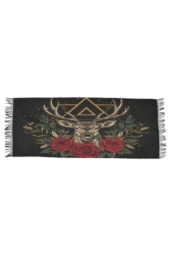 Women Scarf Ffyy3_design_an_emblem_featuring_the_head_of_a_deer_with_antler_4850b562-7ea4-4947-ab3a-198f8253fd9b Simple Pattern Soft Warm Long Large Scarves