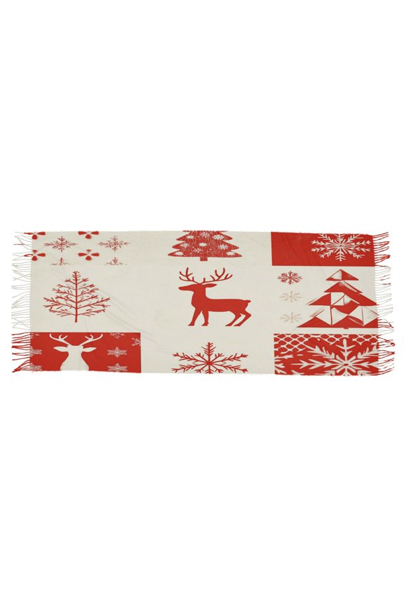 Women Scarf Flake Tree Deer Simple Pattern Soft Warm Long Large Scarves