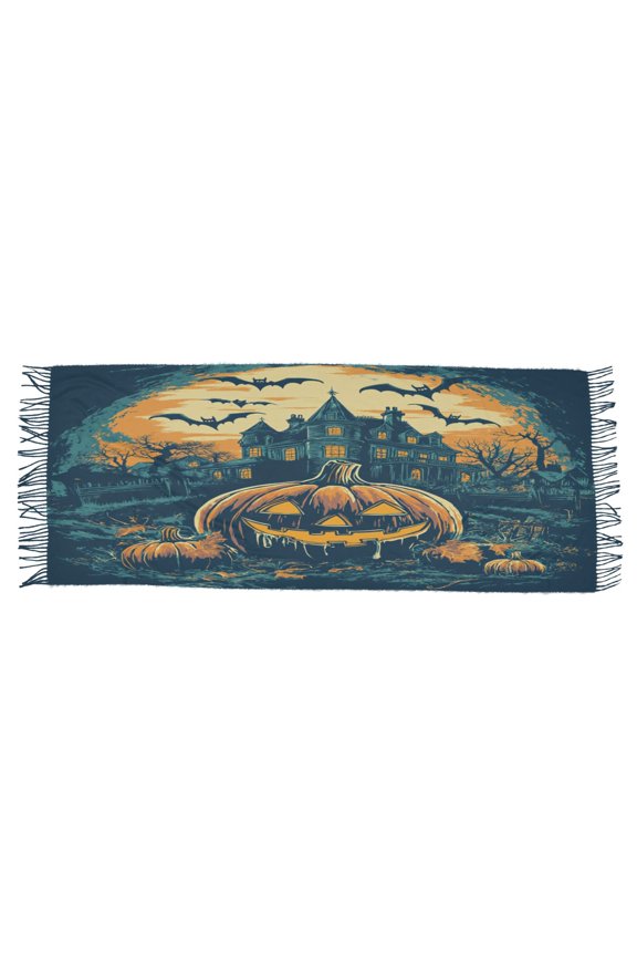 Women Scarf Halloween Theme Pumpkin Simple Pattern Soft Warm Long Large Scarves
