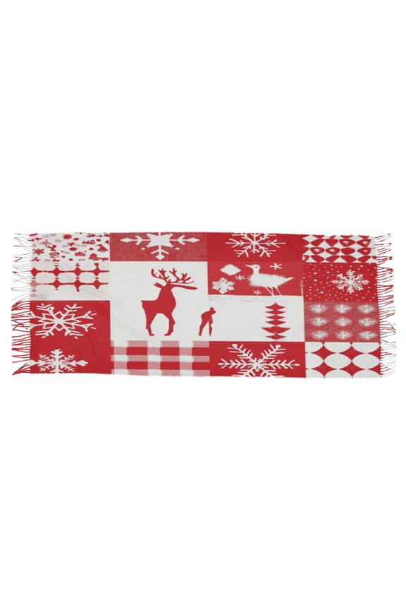 Women Scarf Joyful Flake Tree Deer Simple Pattern Soft Warm Long Large Scarves