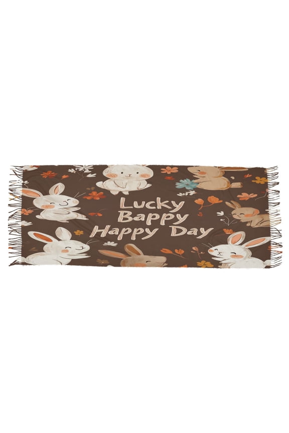 Women Scarf Lucky Rabbit Simple Pattern Soft Warm Long Large Scarves