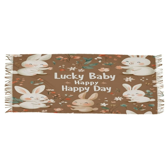 BZSMCE Women Scarf Lucky White Rabbit Simple Pattern Soft Warm Long Large Scarves