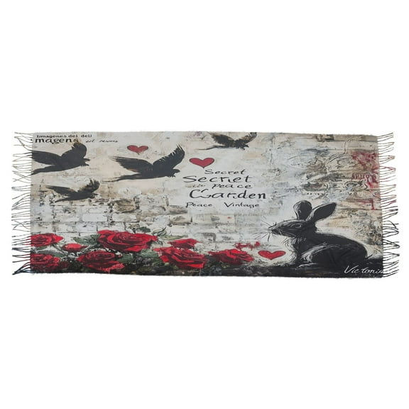 BZSMCE Women Scarf Oil Rabbit Painting Simple Pattern Soft Warm Long Large Scarves