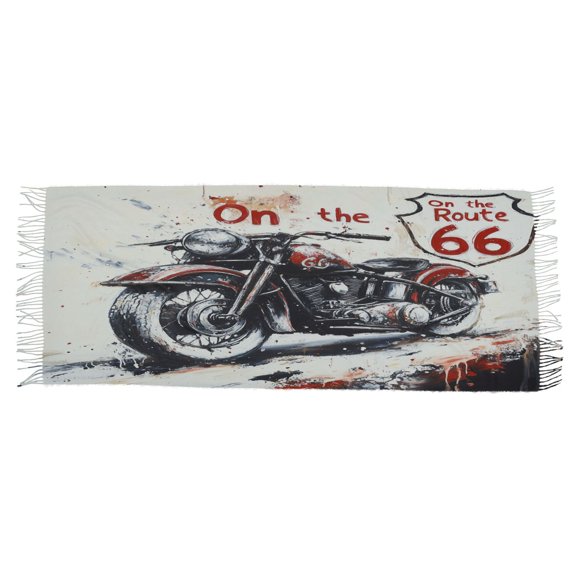 BZSMCE Women Scarf Retro Motorcycle Plainting Simple Pattern Soft Warm Long Large Scarves