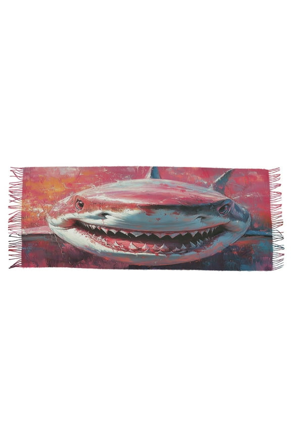 Women Scarf Sharks Attack Scene Simple Pattern Soft Warm Long Large Scarves